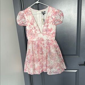 Bardot Pink and White Dress